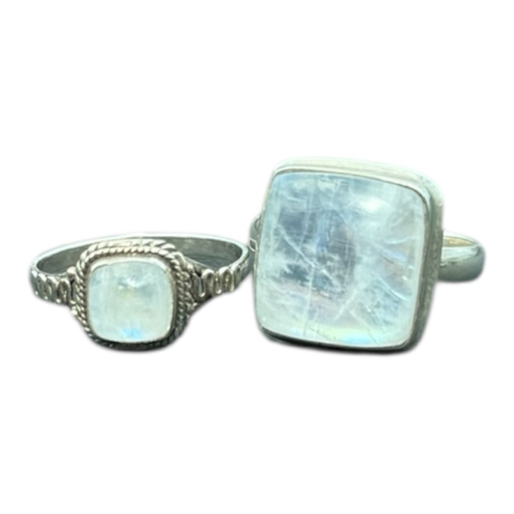 Elegant Silver Moonstone Rings with Intricate Filigree sterling silver 925